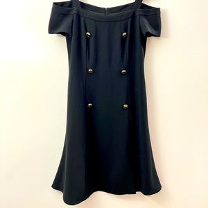 Little Black Dress with Gold Buttons